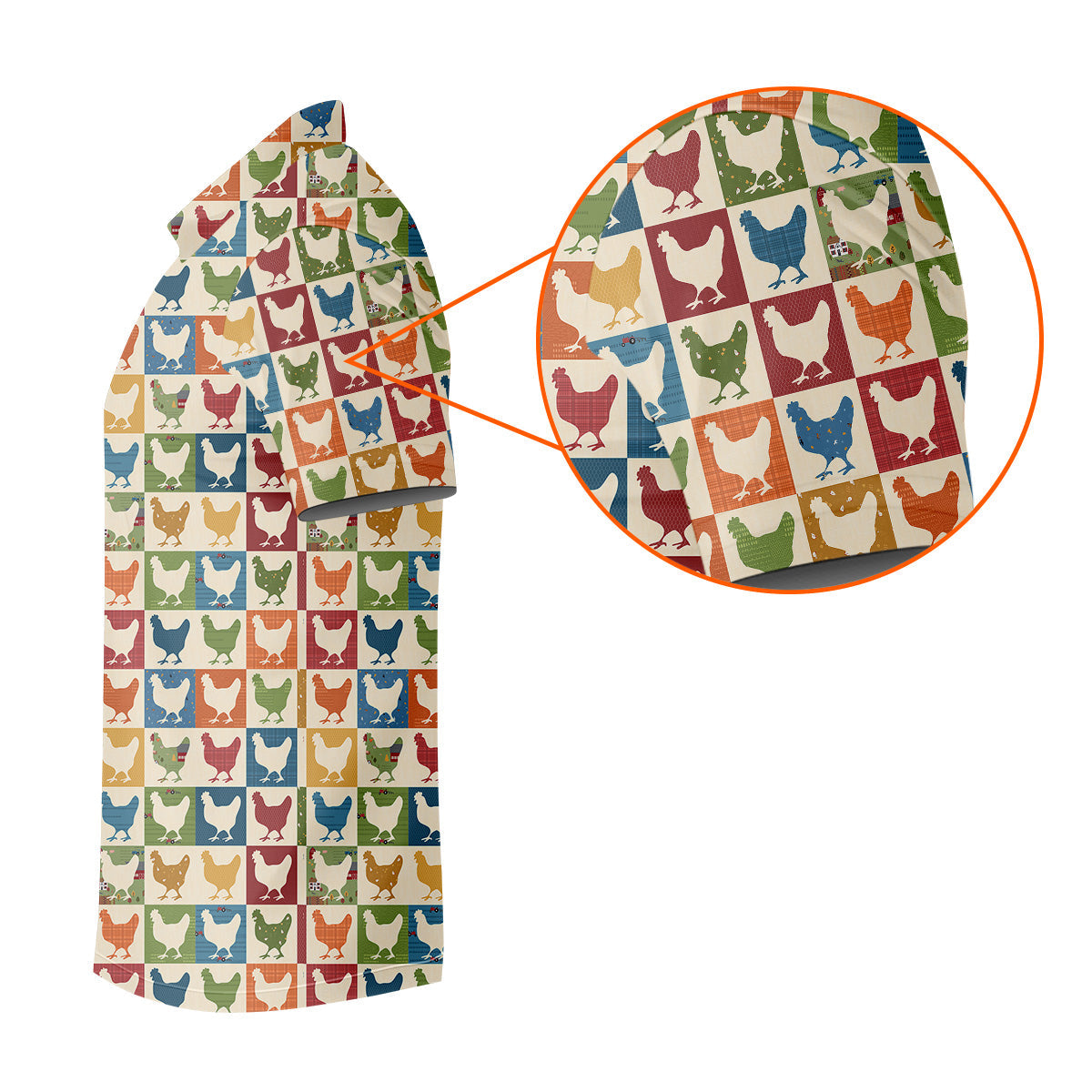 Chicken Rooster Colorful Checkered Golf Tops For Men, Gift For Chicken Lover, Golfing Apparel