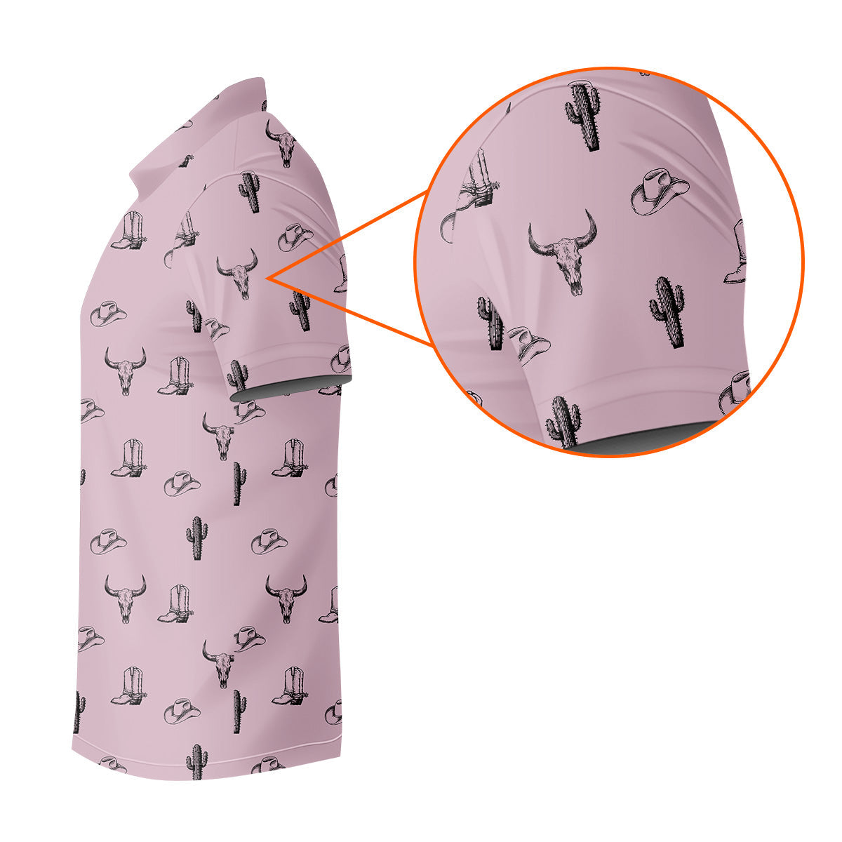Wild West Cactus Pink Lavender Western Golf Shirt, Golf Tops For Men, Polo ShirtFor Men, Golfing Apparel