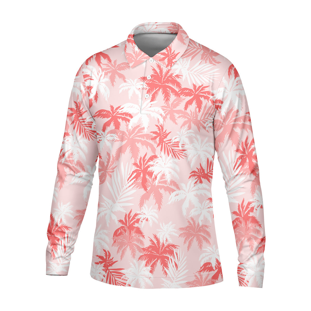 Palm Leaves Print Tropical Pink Golf Tops For Men, Hawaiian Golf Shirts, Polo ShirtFor Men