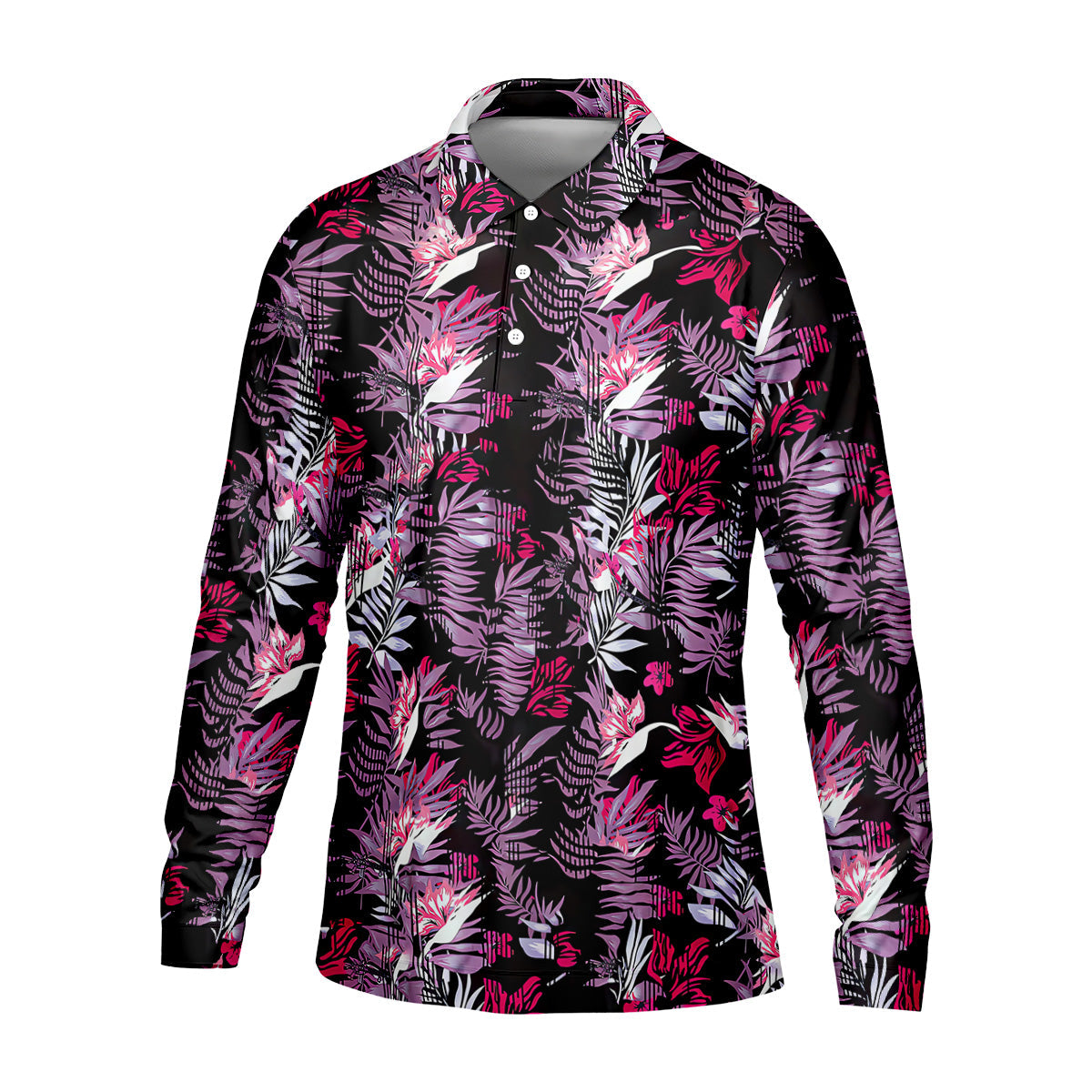 Purple And Black Tropical Golf Shirts, Golf Tops For Men, Polo ShirtFor Men, Golfing Apparel