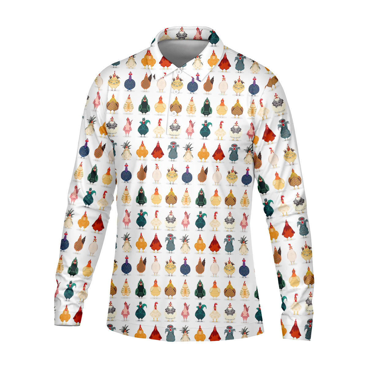 Whimsical Chicken Fun Golf Shirts For Men, Cute Golf Outfit, Polo ShirtFor Men, Golfing Apparel