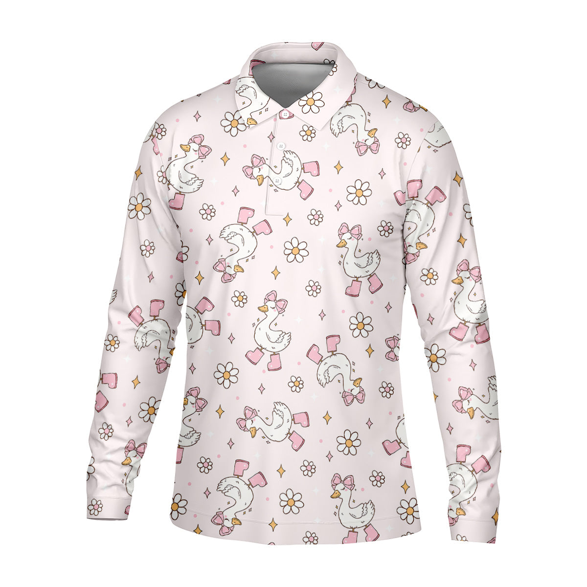 Silly Goose Seamless Pattern Pink Golf Shirt, Cute Golf Outfit, Golf Gift For Men, Golfing Apparel