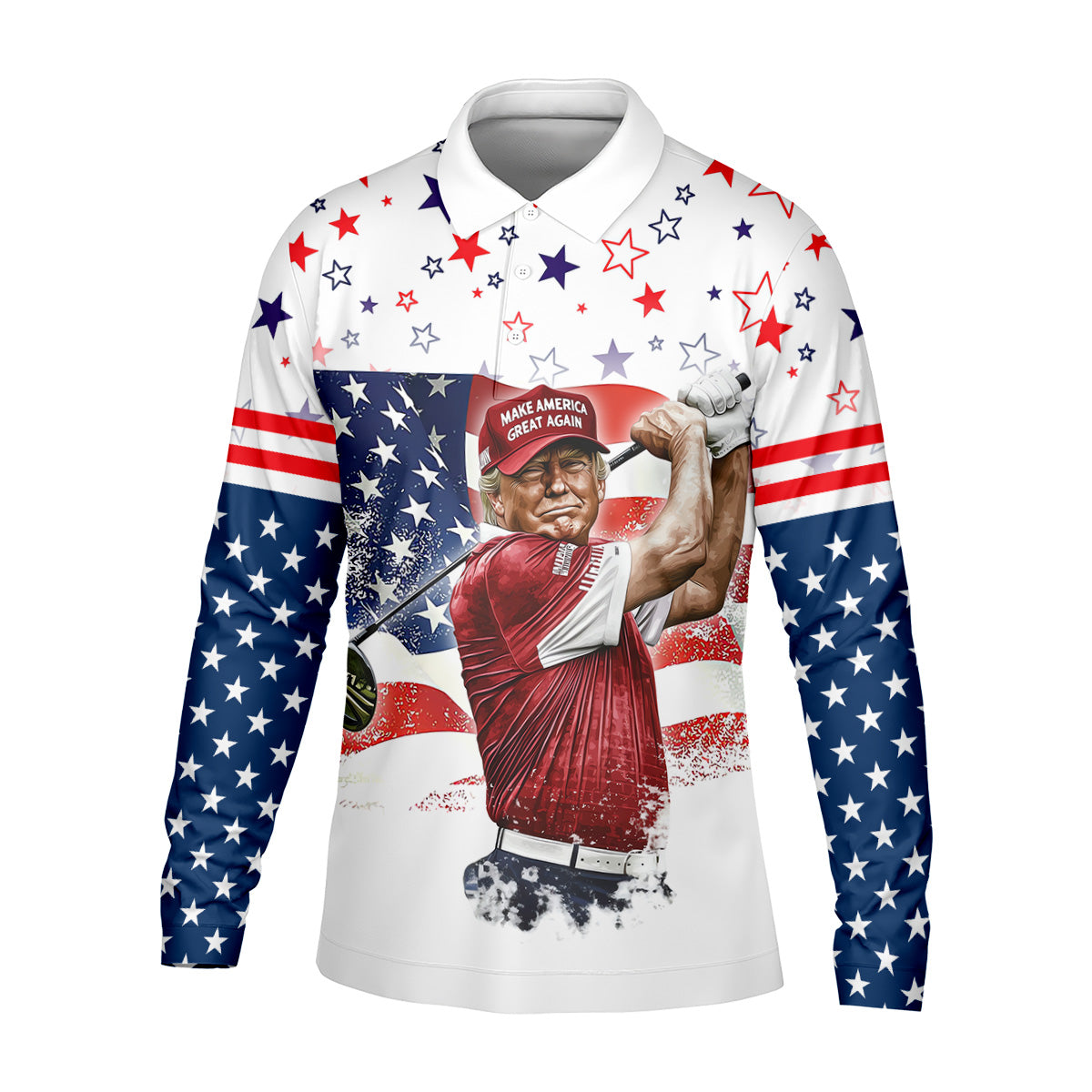 Red White And Donald Trump Men's Patriotic Golf Shirts, Polo ShirtFor Men, Golfing Apparel