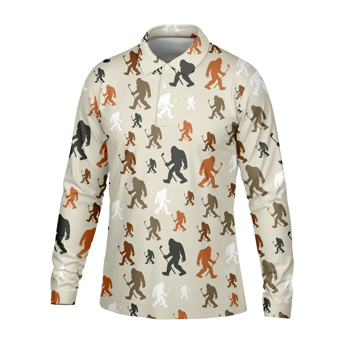 Bigfoot Silhouette Pattern Men's Funny Golf Shirts, Polo Shirtor Men, Cool Golf Gift