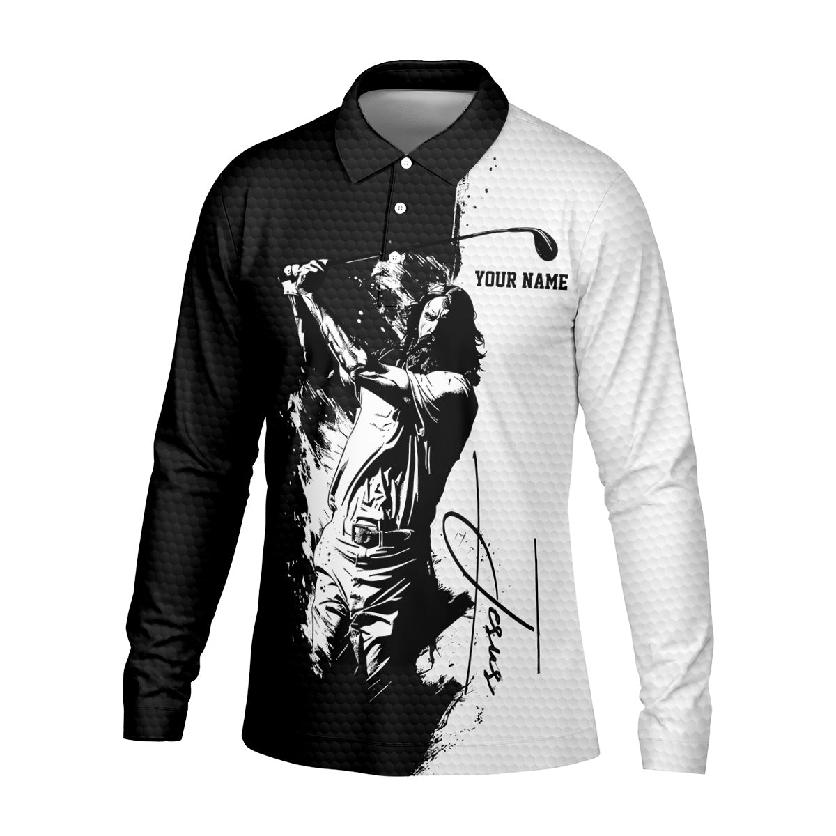 Jesus Is My Savior Golf Is My Therapy Christian Golf Shirt, Black And White Golf Polo, Polo ShirtFor Men