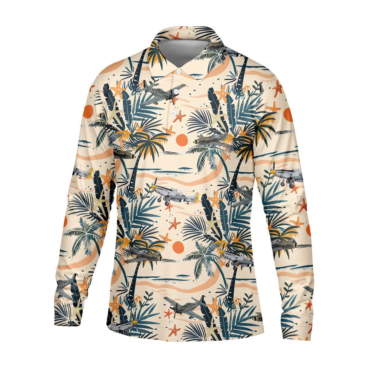Beach Tropical Seamless Pattern Men Polo, Retro Golf Shirt, Polo ShirtFor Men, Golfing Apparel