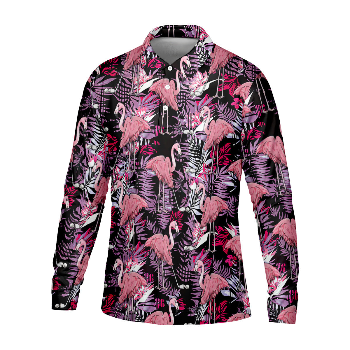 Tropical Flamingo Purple Golf Shirt, Golf Tops For Men, Polo Shirtor Men, Golfing Apparel