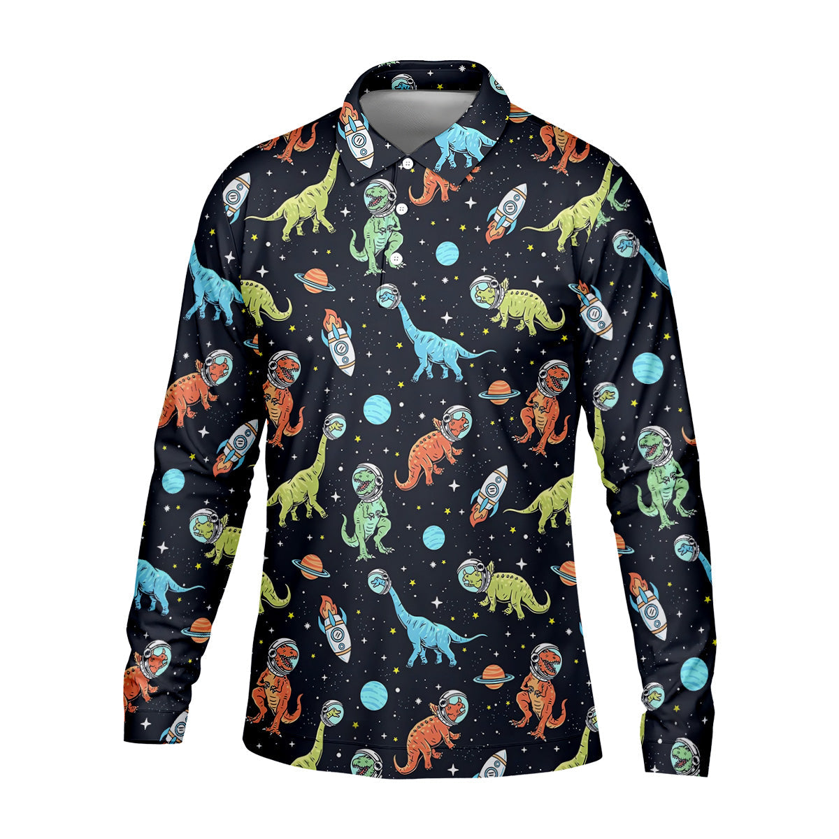 Dinosaur Space Golf Shirt, Golf Tops For Men, Gifts For Golf Lovers, Polo ShirtFor Men, Golfing Apparel