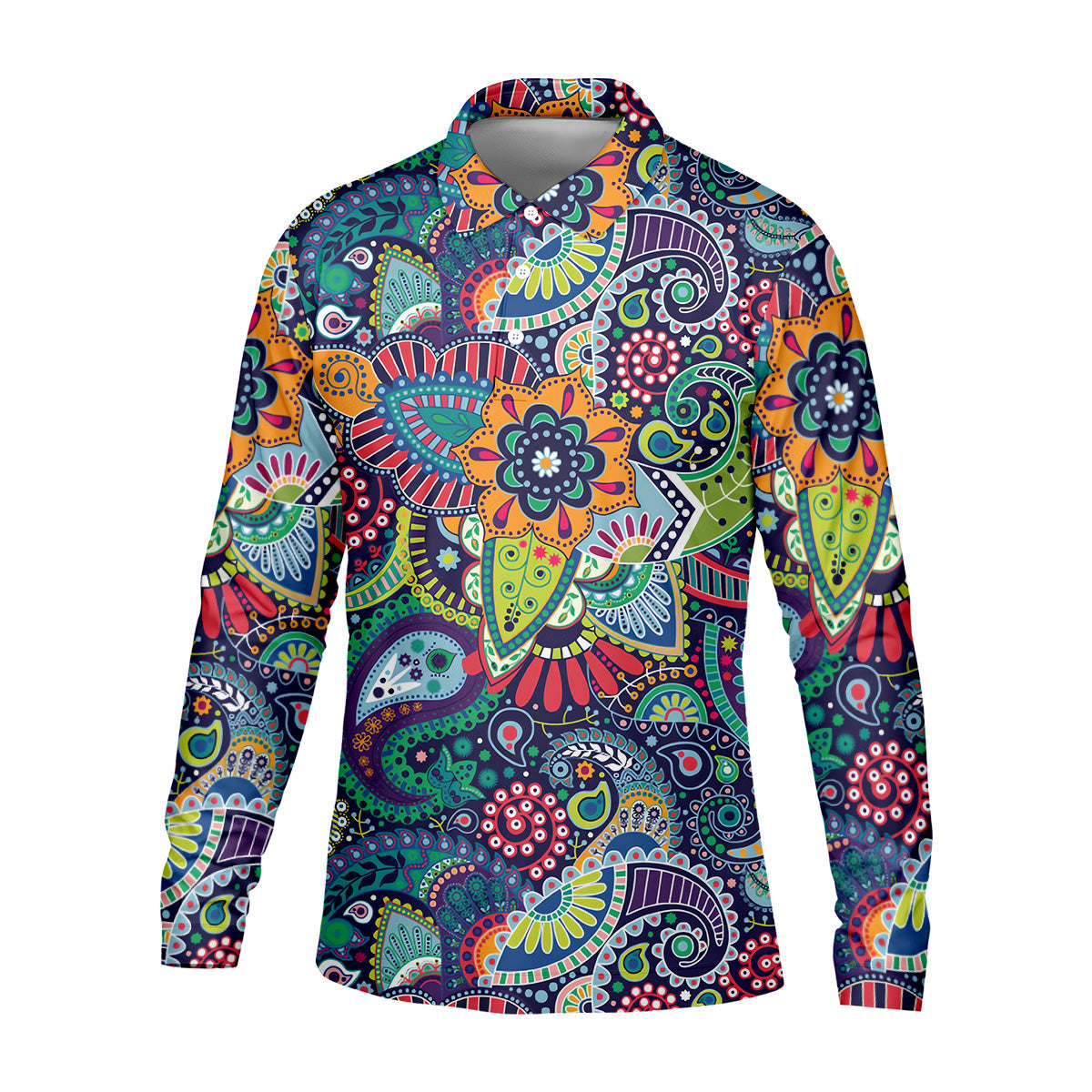 Colorful Paisley Men Polo, Mens Paisley Shirts, Mens Golf Polo Shirt Golf Gift For Men