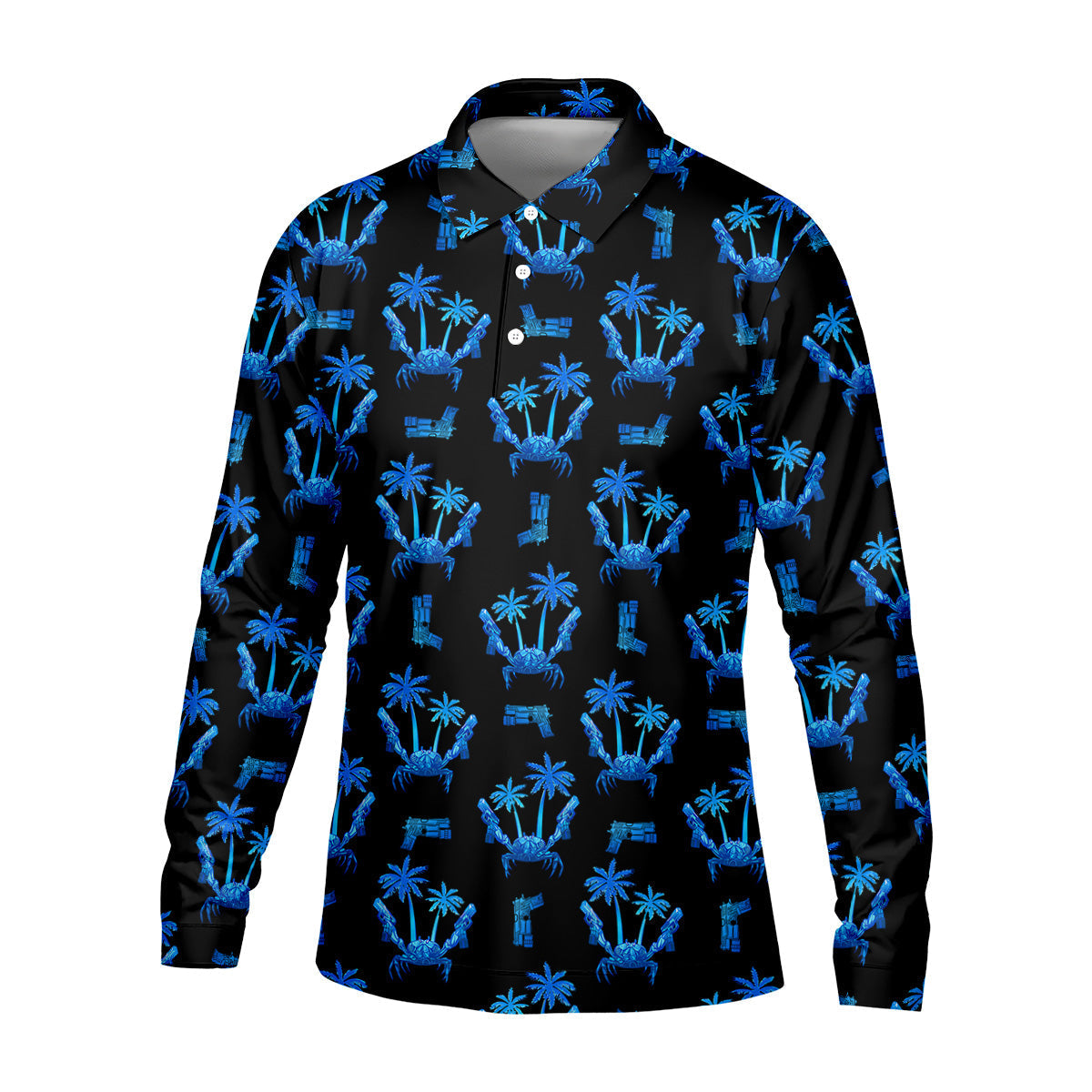 The Blue Crab Tropical Golf Shirts, Black Golf Shirt, Golf Gift For Men, Golf Shirts For Men