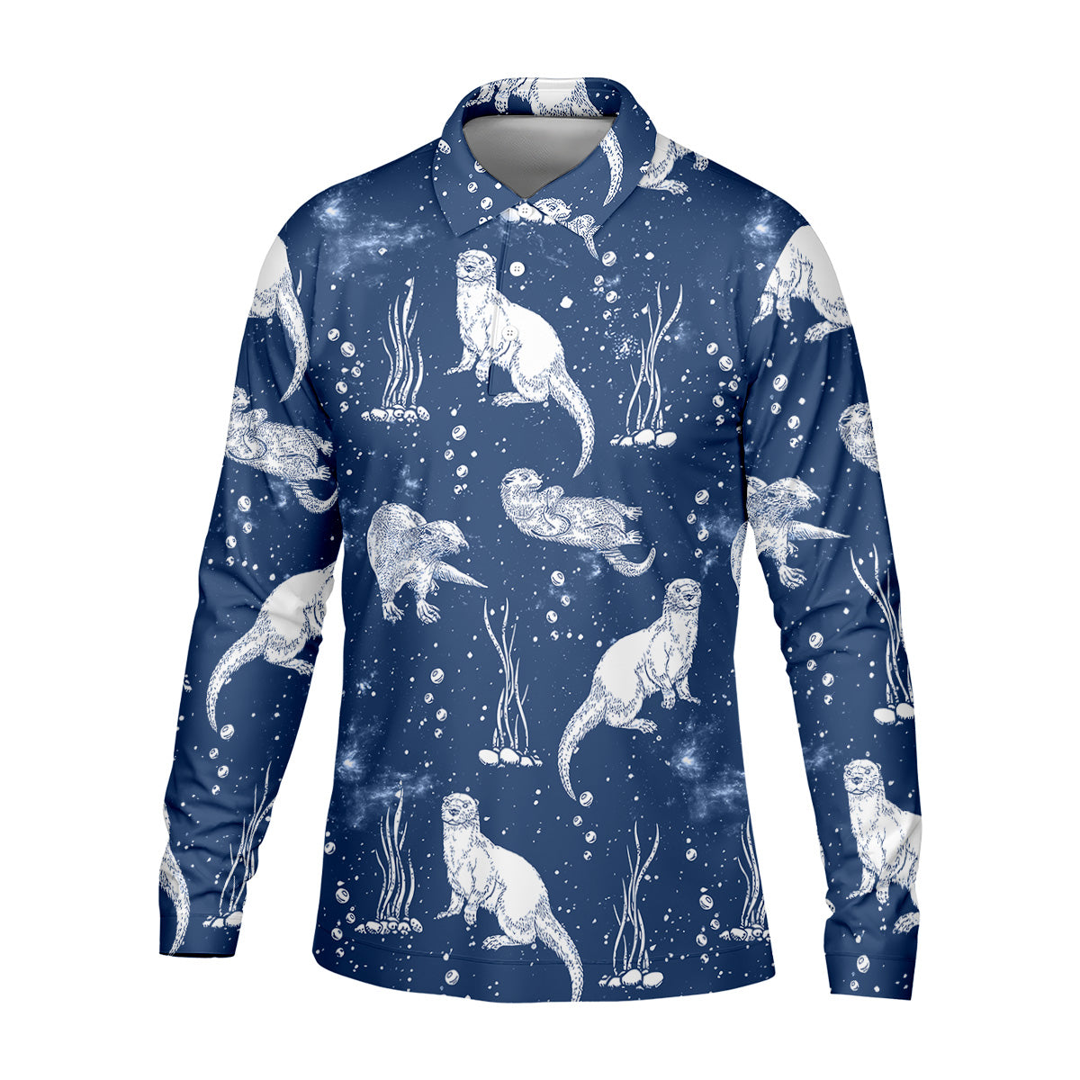 Adorable Otter Ocean Vibe Tropical Golf Shirts, Men's Funny Golf Shirts, Gift For Animal Lovers