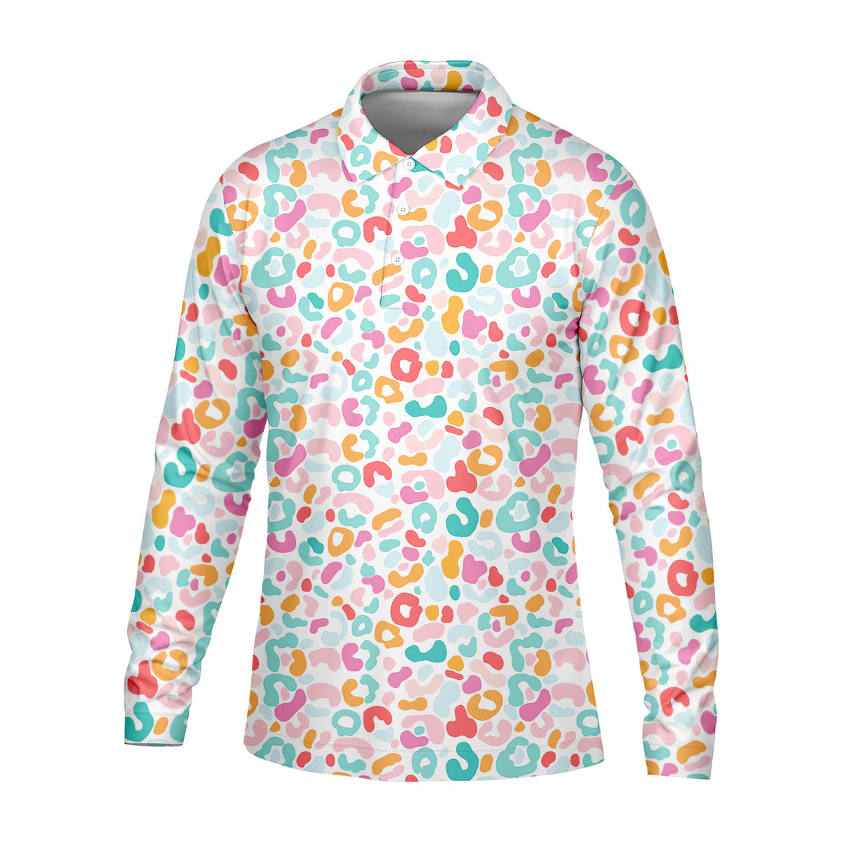 Leopard Pattern Golf Tops For Men, Mens Golf Polo Shirt White Polo Shirt, Golfing Apparel