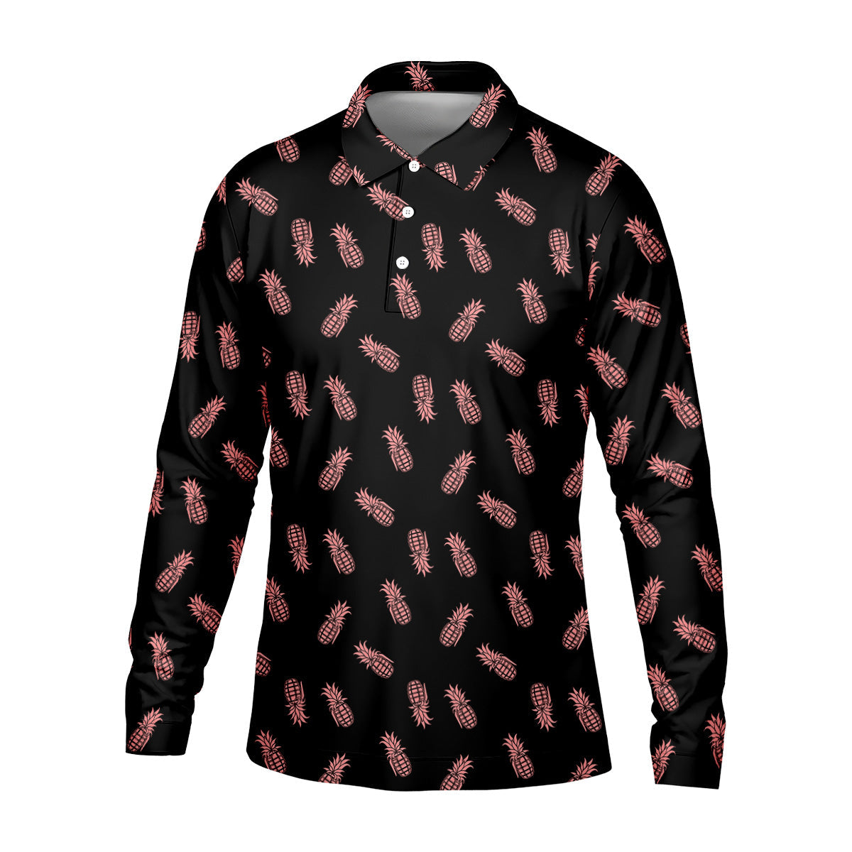 Pineapple Grenade Black And Pink Golf Tops For Men, Men Polo, Golf Gift For Men