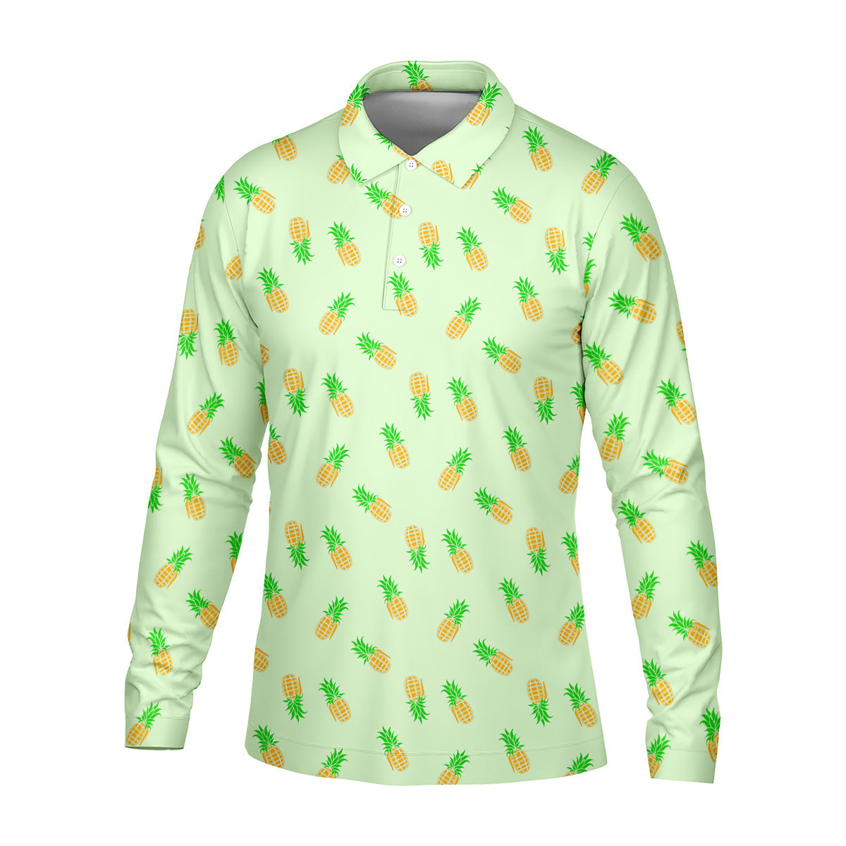 Pineapple Grenade Light Green Golf Tops For Men, Men Polo, Golf Gift For Men, Golfing Apparel