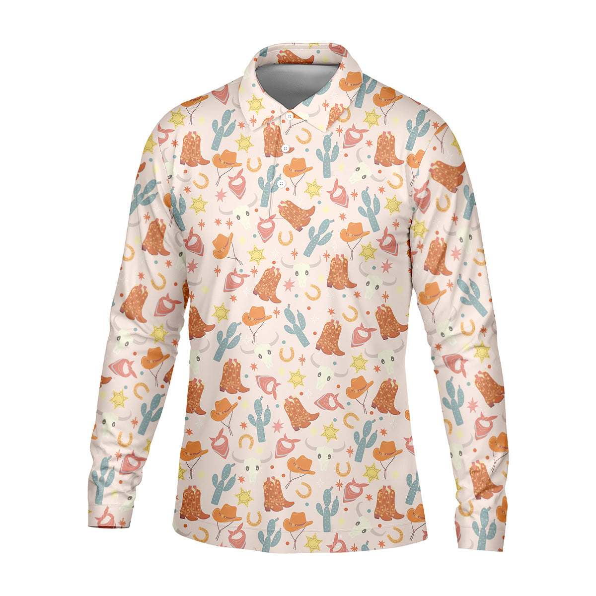 Western Golf Shirt, Cow Skull Shirt, Mens Golf Polo Shirt Golf Accessories For Men, Golfing Apparel