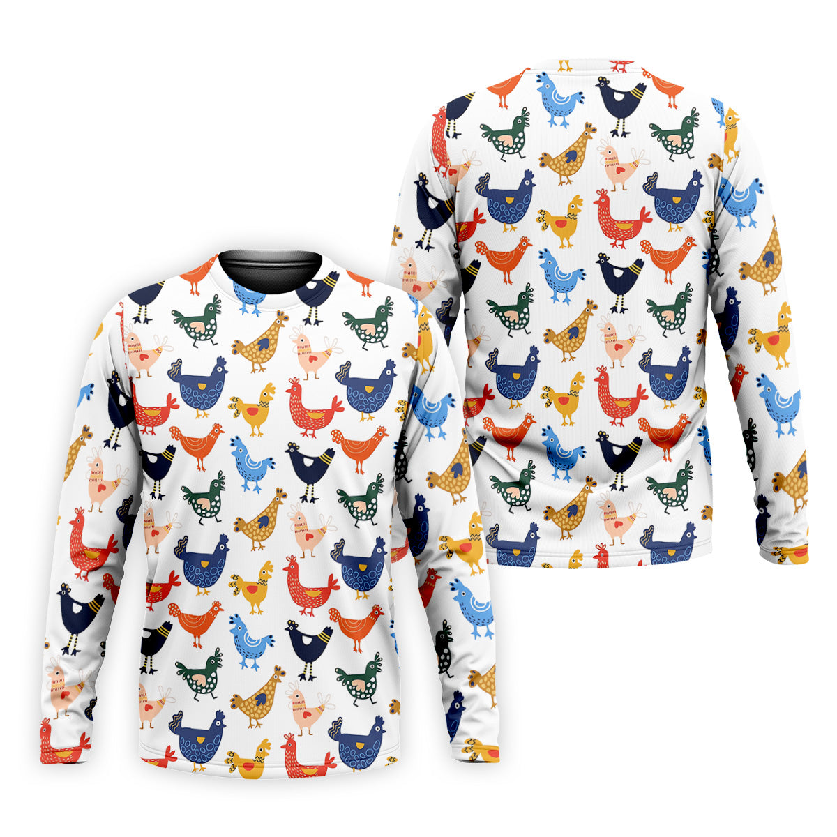 Colorful Animated Chickens White Polo Shirt, Fun Golf Shirts For Men, Gift For Chicken Lover