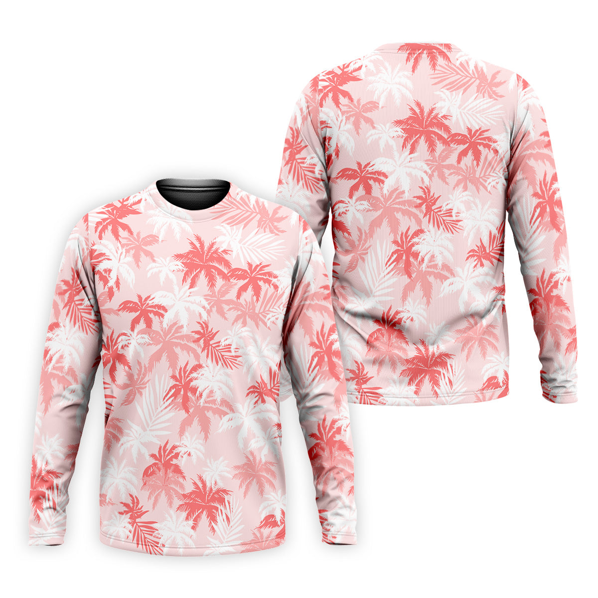 Palm Leaves Print Tropical Pink Golf Tops For Men, Hawaiian Golf Shirts, Polo ShirtFor Men