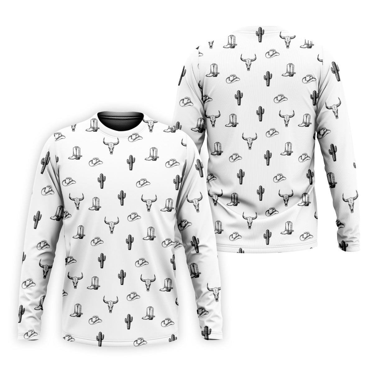 Wild West Cactus White Western Golf Shirt, Golf Tops For Men, Polo Shirtor Men, Golfing Apparel