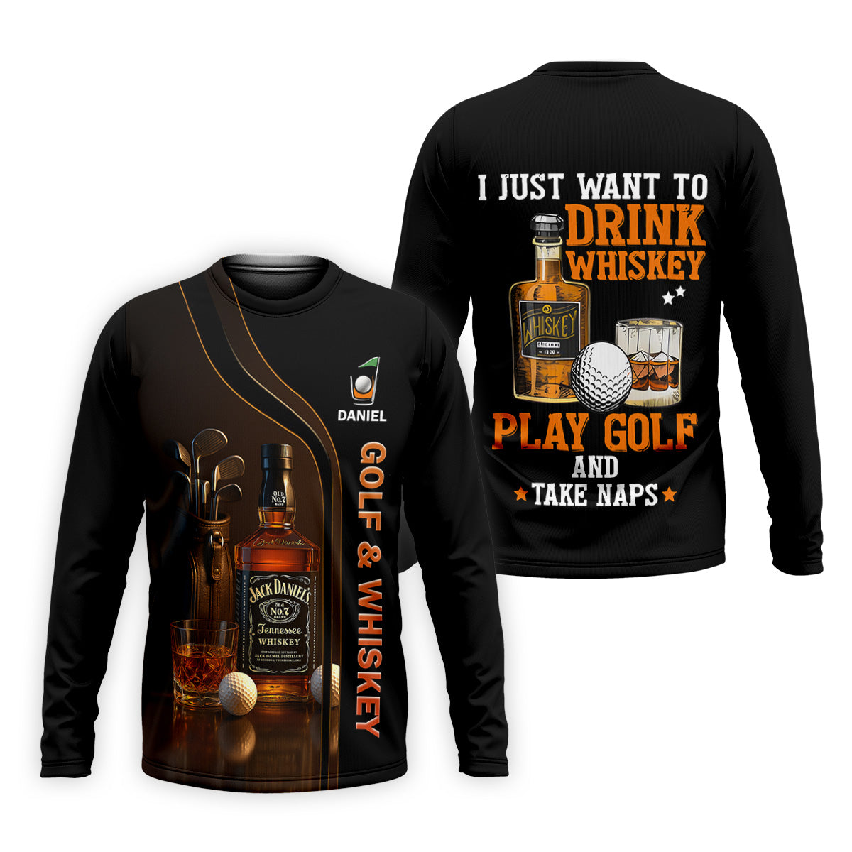 Golf And Whiskey Fun Golf Shirt, Men's Funny Golf Shirts, Unique Gift For Golfer, Golfing Apparel