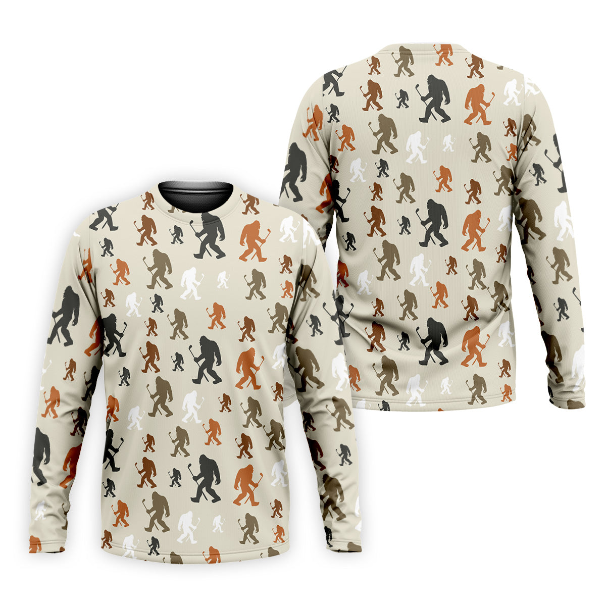 Bigfoot Silhouette Pattern Men's Funny Golf Shirts, Polo Shirtor Men, Cool Golf Gift