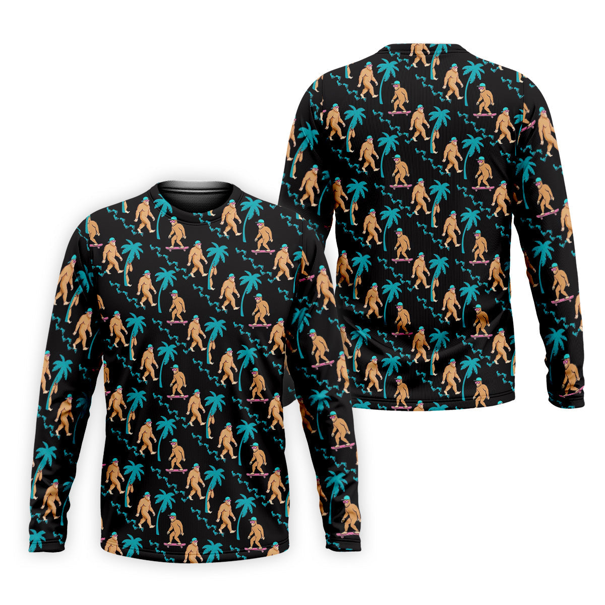 Funny Bigfoot Tropical Palm Golf Shirt, Golf Tops For Men, Hawaiian Golf Shirts, Polo ShirtFor Men