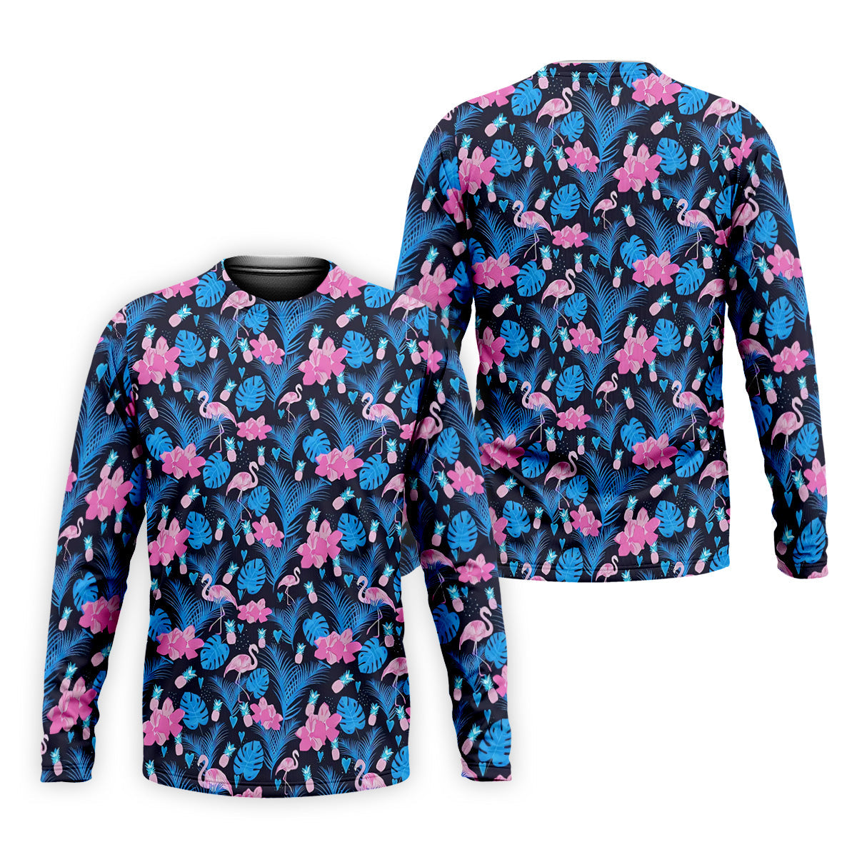 Flamingo Pink Pink And Blue Tropical Golf Shirts, Polo ShirtFor Men, Golf Gift For Men, Golfing Apparel