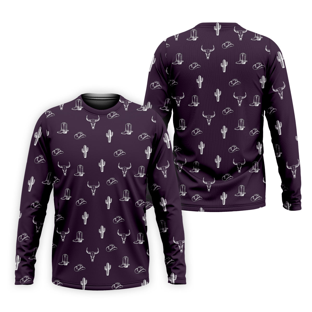 Wild West Cactus Purple Western Golf Shirt, Golf Tops For Men, Polo Shirtor Men, Golfing Apparel