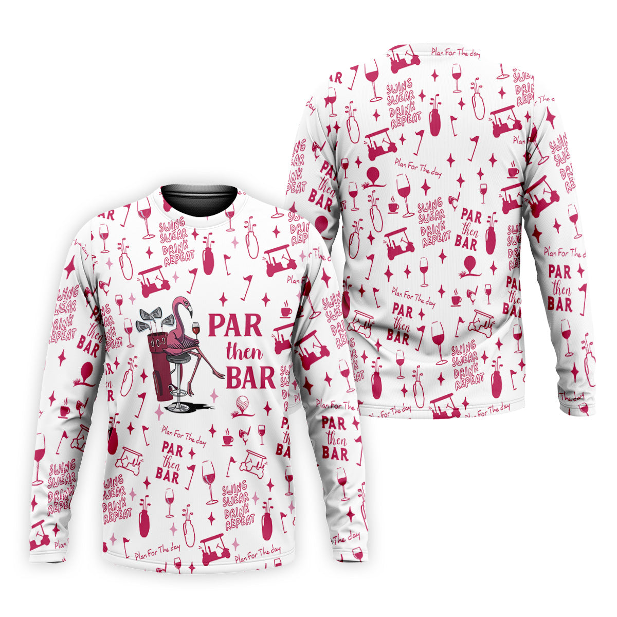 Swing Swear Drink Repeat Par Then Bar Flamingo Golf Shirt, Fun Men's Golf Polos, Polo ShirtFor Men