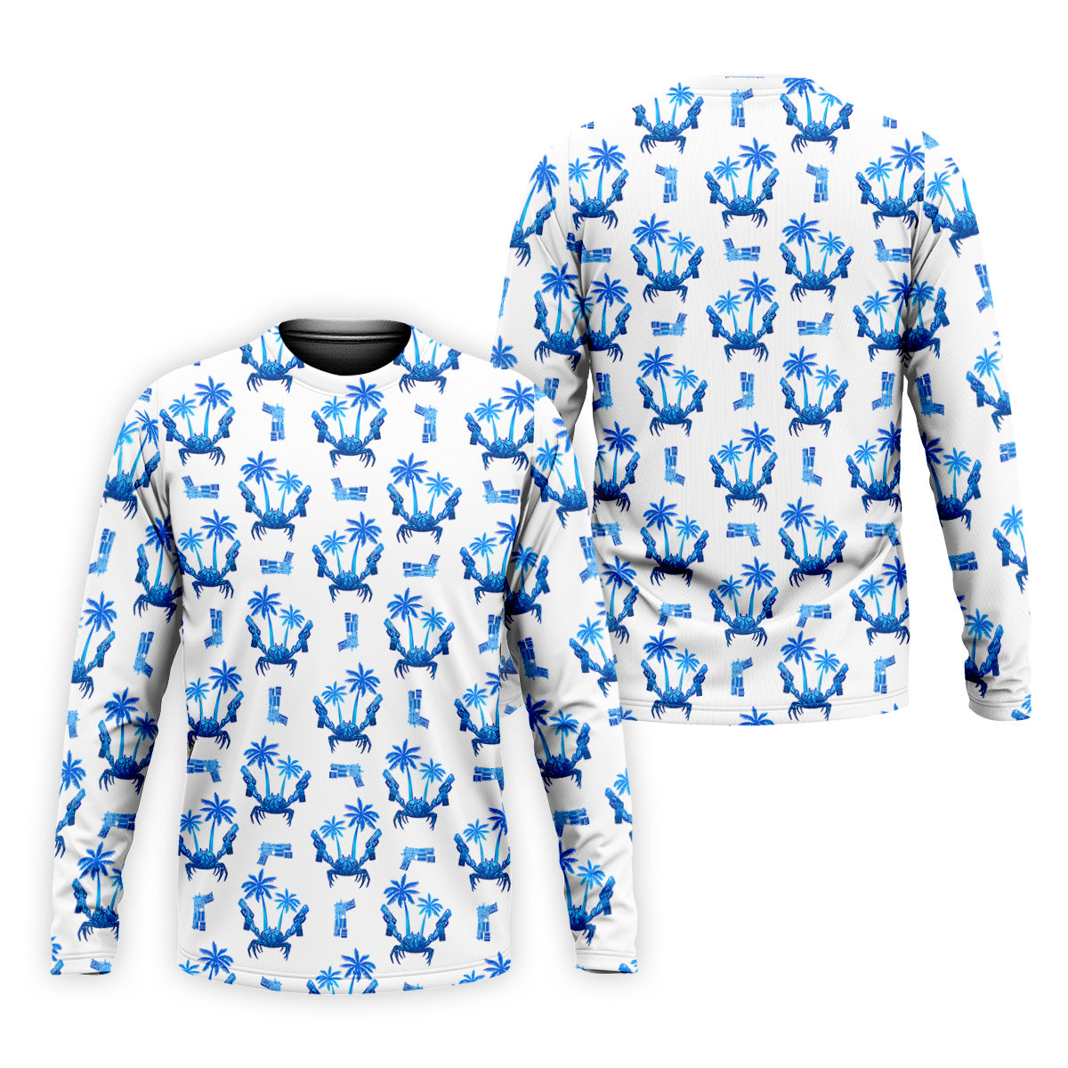 The Blue Crab Tropical Golf Shirts, Golf Gift For Men, Golf Shirts For Men, Golfing Apparel