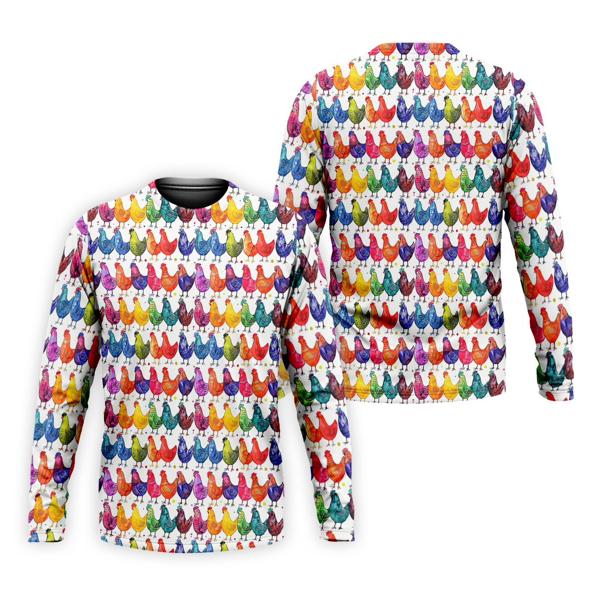 Whimsical Chicken Colorful Golf Shirt, Cute Golf Outfit, Polo ShirtFor Men, Golfing Apparel