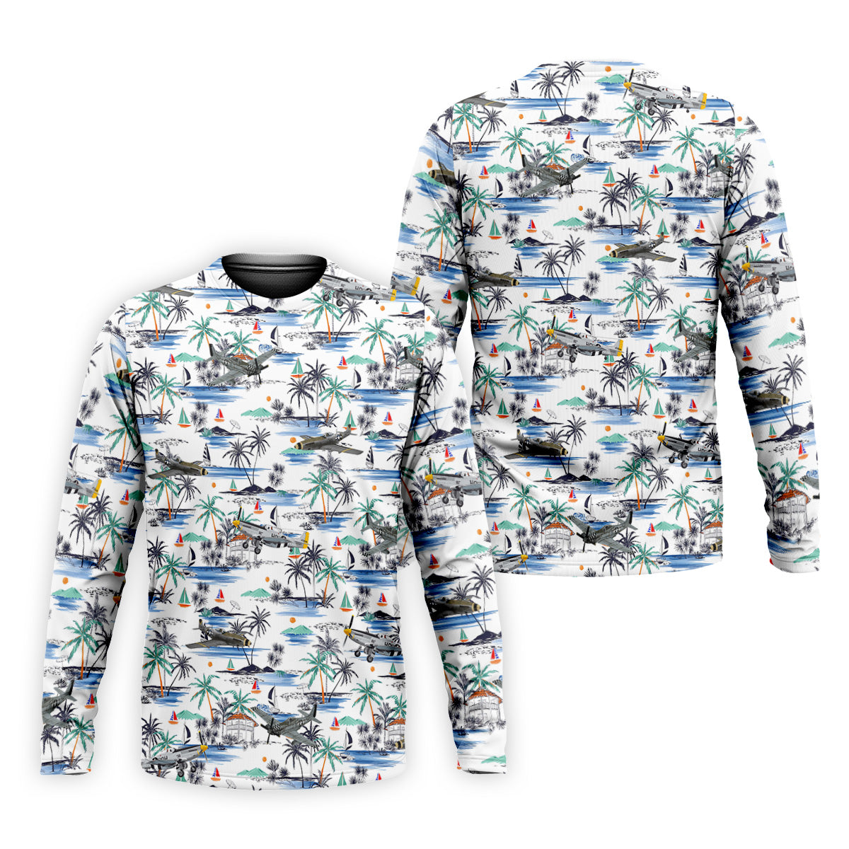 Light Blue Airplane Tropical Golf Shirts, Polo ShirtFor Men, Gifts For Golf Lovers, Golf Shirts For Men