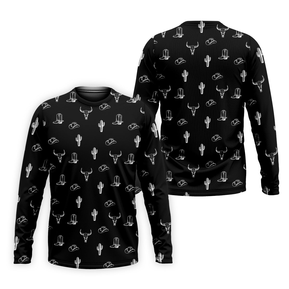 Wild West Cactus Black Western Golf Shirt, Golf Tops For Men, Polo Shirtor Men, Golfing Apparel