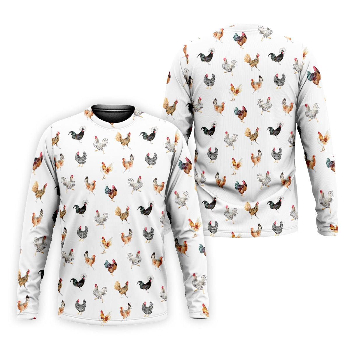 Prancing Chickens Men's White Golf Polo, Gift For Chicken Lover, Polo Shirtor Men, Golfing Apparel