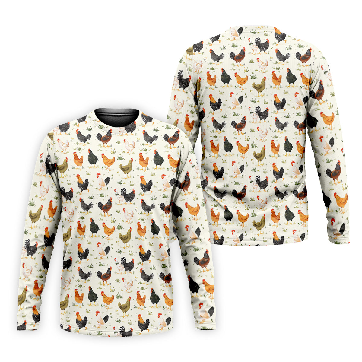 Chicken Rooster Beige Golf Tops For Men, Gift For Chicken Lover, Fun Golf Shirts For Men,Golfing Apparel