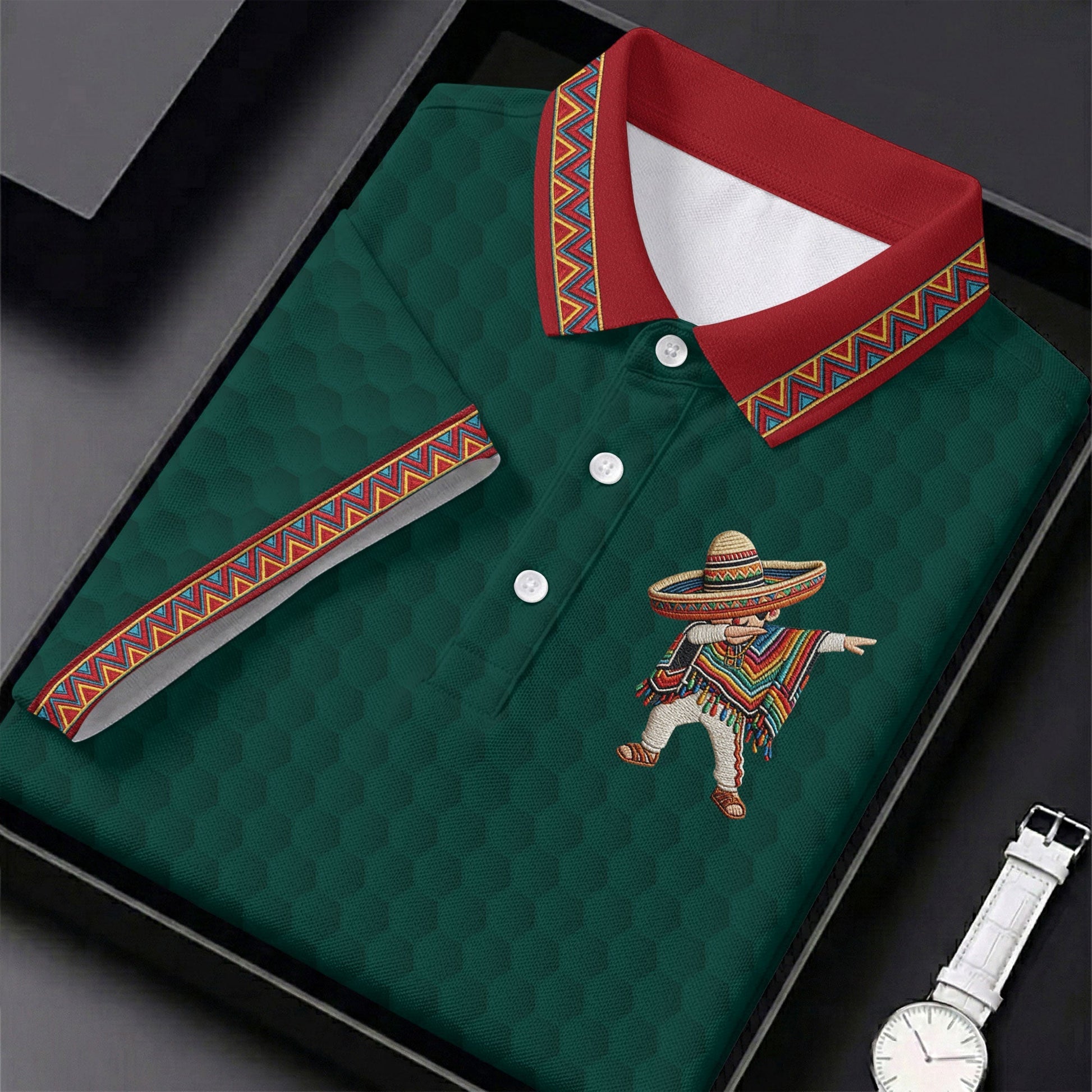 Cinco De Mayo Celebration Golf Ball Pattern Green Golf Shirt, Polo Shirtor Men