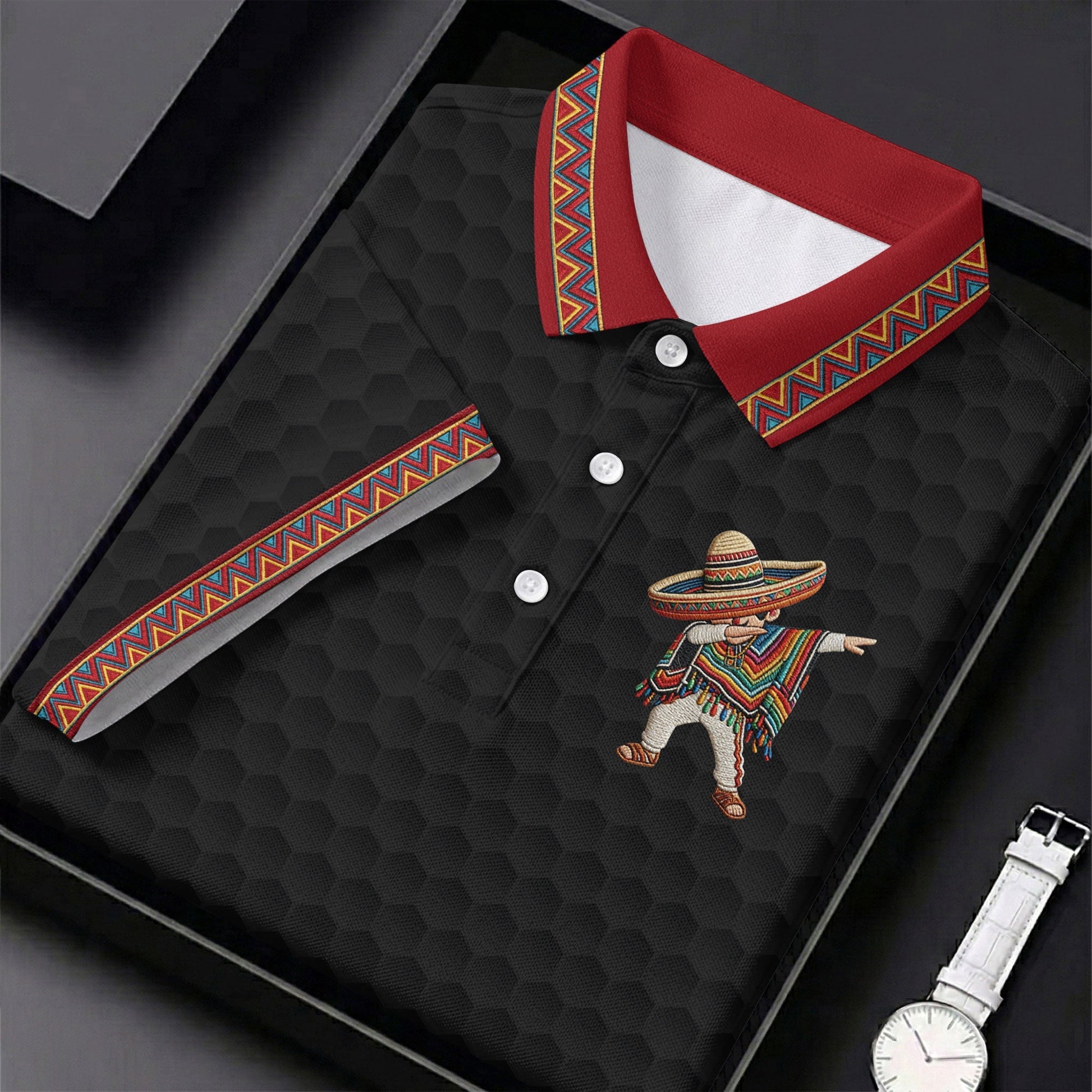 Cinco De Mayo Celebration Golf Ball Pattern Black Golf Shirt, Polo Shirt Men