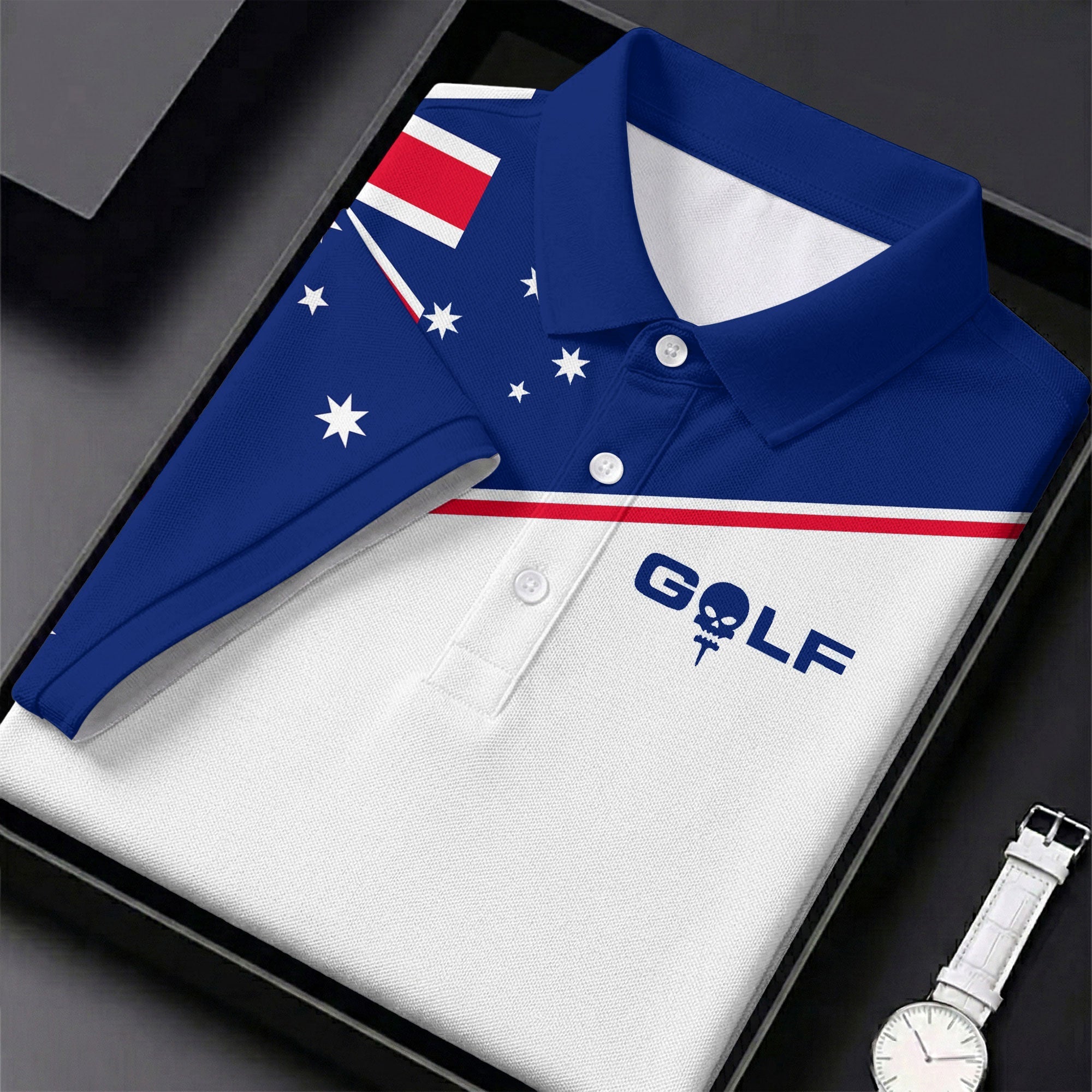 I Put It In Every Hole Australia Flag Print Men's Golf Top, Polo Shirt Men, Golf Shirts For Men
