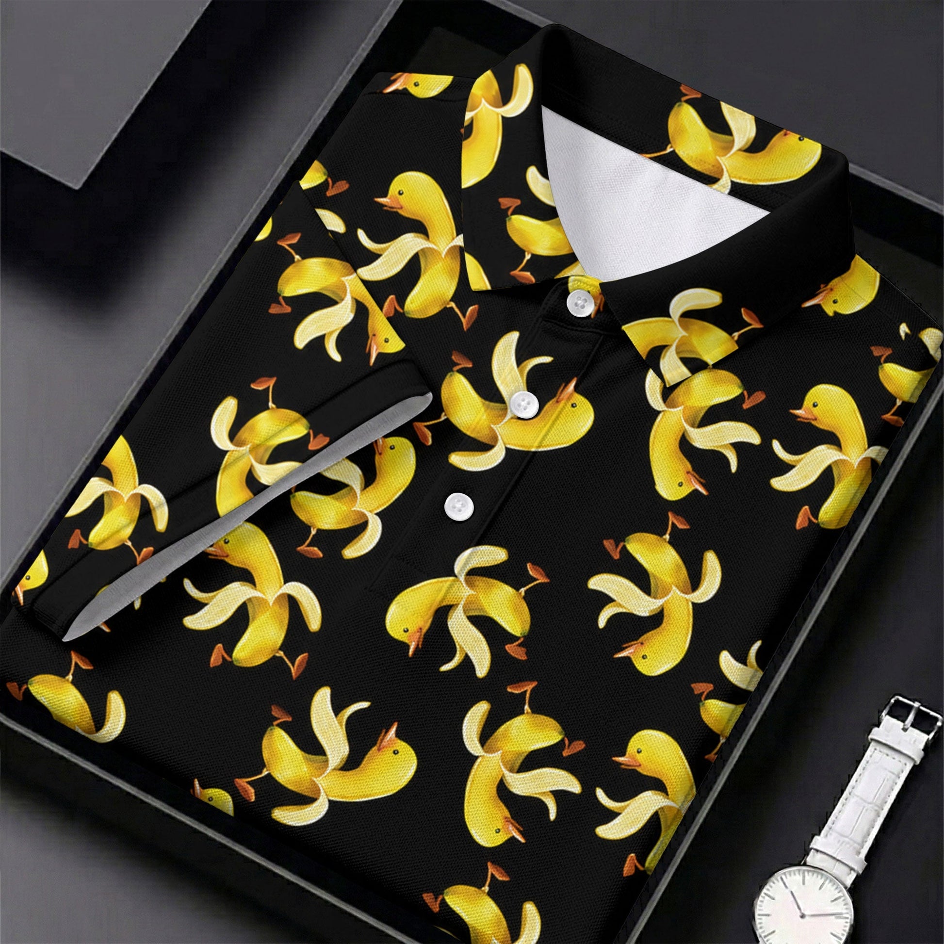 Banana Duck Hawaiian Golf Shirt, Men's Funny Golf Shirts, Polo Shirtor Men