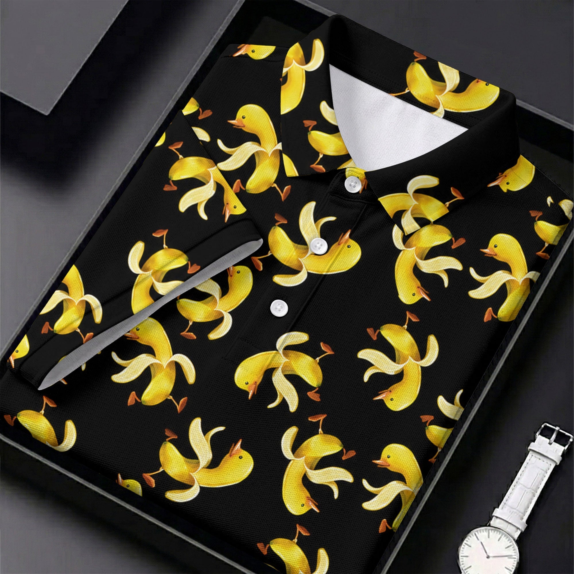 Banana Duck Hawaiian Golf Shirt, Men's Funny Golf Shirts, Polo Shirtor Men