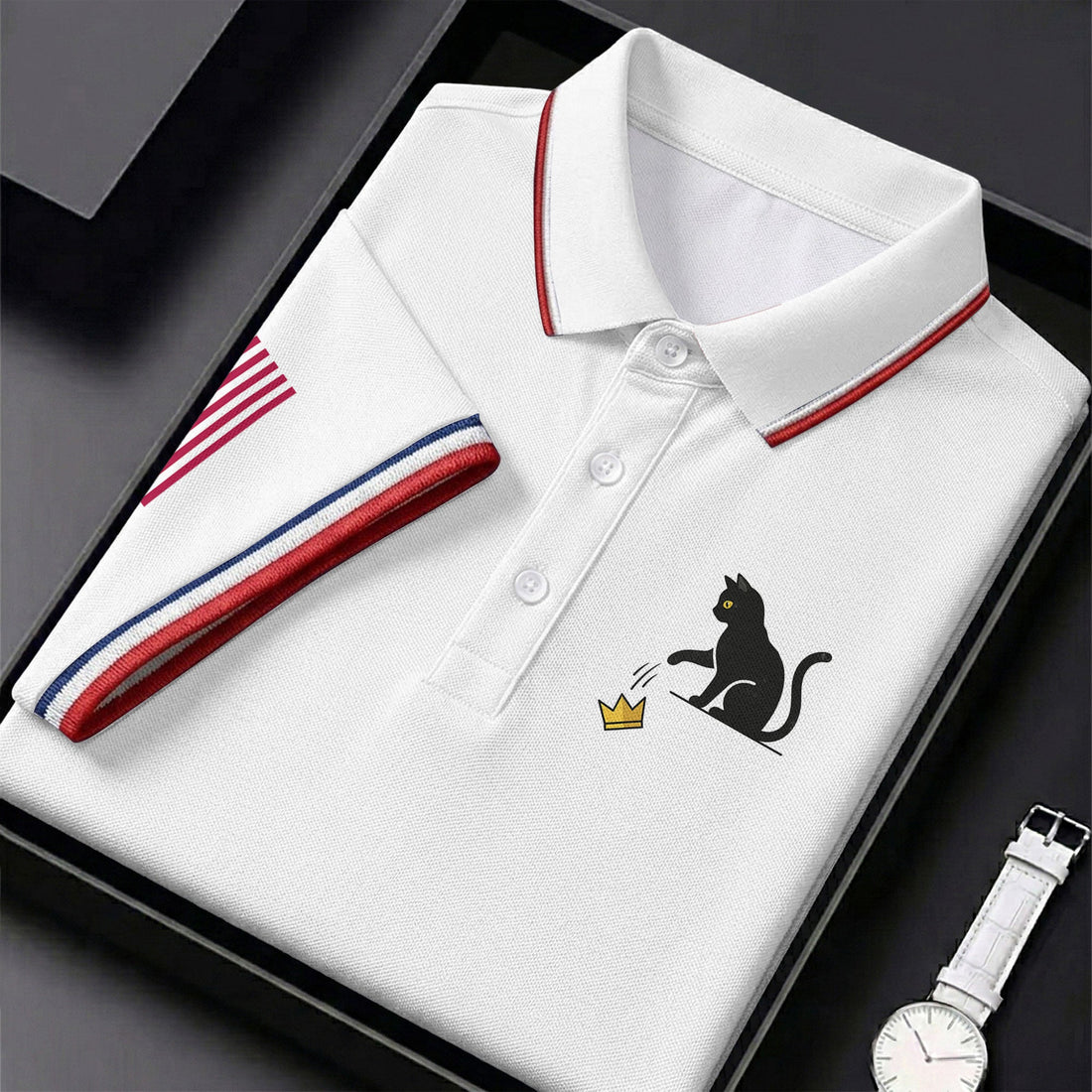 No King Naughty Cat 250 Years Patriotic Golf Shirt, Golf Shirts For Men, 4th Of July Golf Shirt