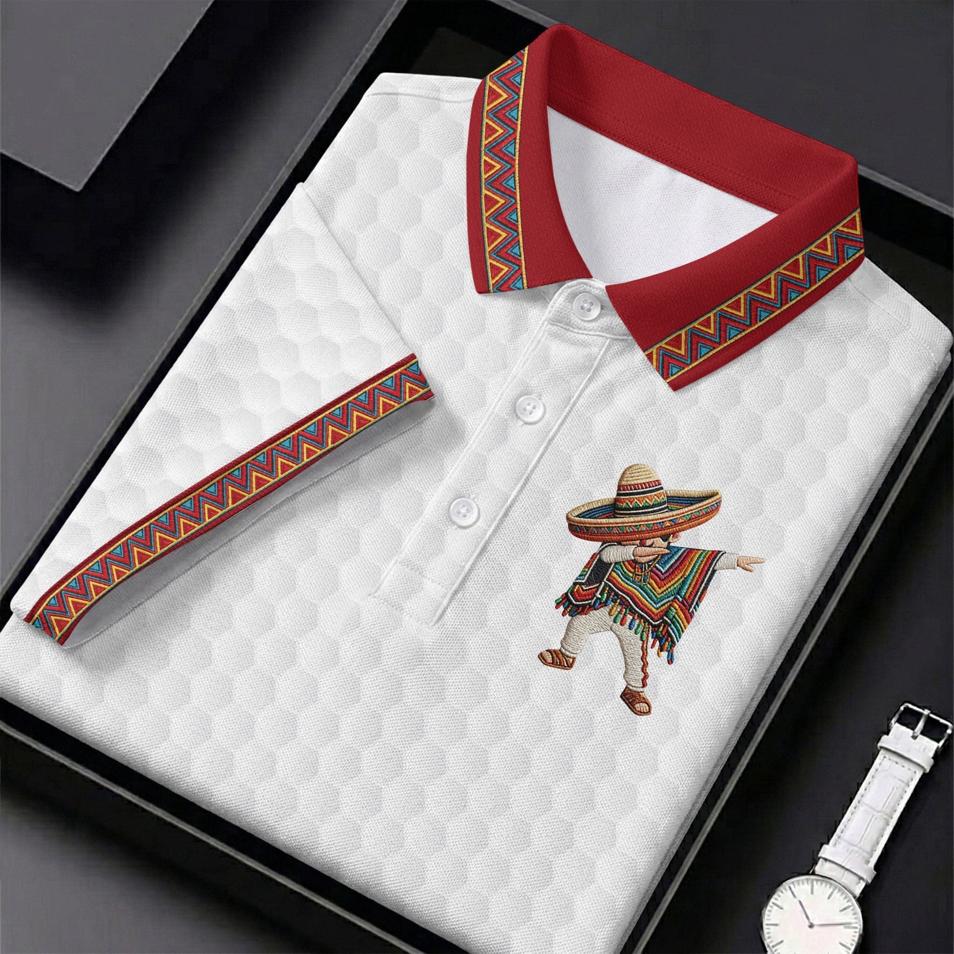 Cinco De Mayo Celebration Golf Ball Pattern White Golf Shirt, Polo Shirtor Men