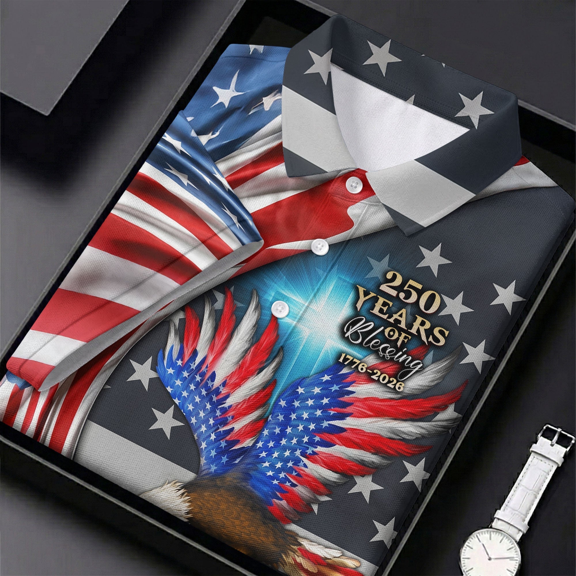 One Nation Under God 250 Years Of Blessing Patriotic Golf Shirt, 4th Of July Women's Golf Tops
