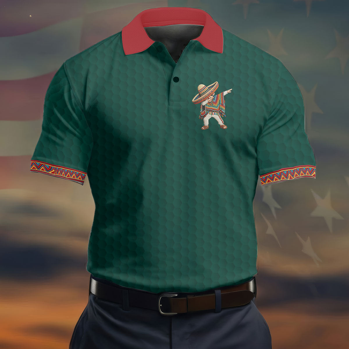 Cinco De Mayo Celebration Golf Ball Pattern Green Golf Shirt, Polo Shirtor Men