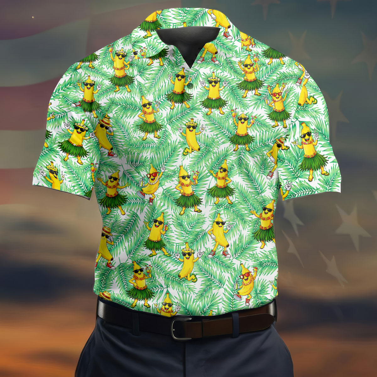 Funny Hula Banana Tropical Hawaiian Golf Shirt, Mens Golf Polo, Printed Golf Shirts