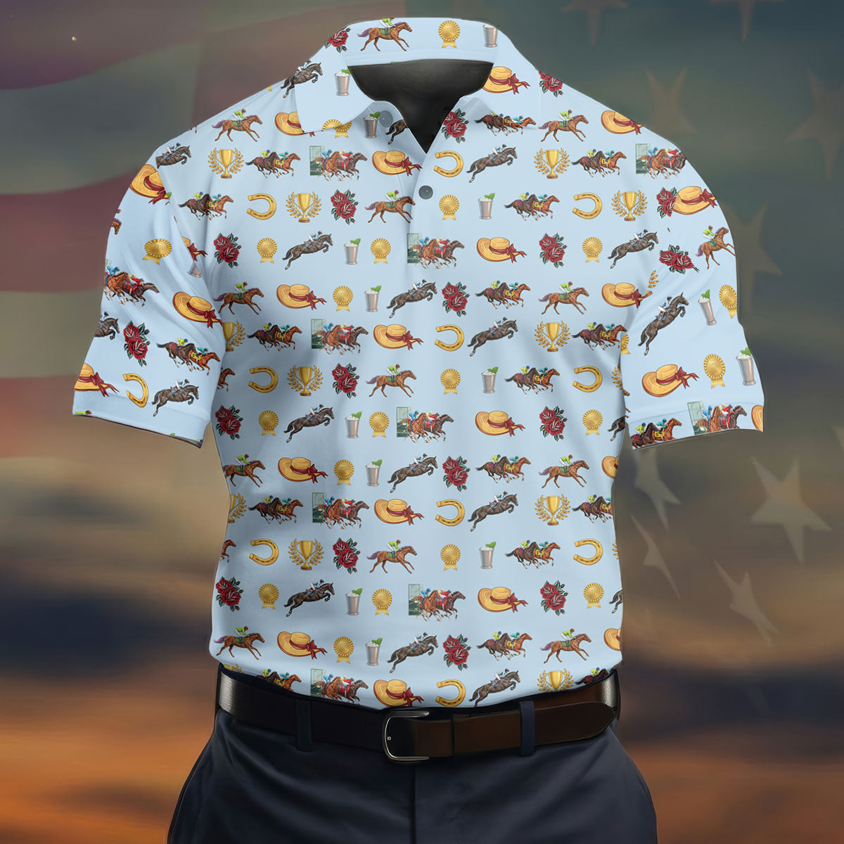 Run For The Roses Horse Ride Racing Golf Tops For Men, Golf Shirts For Men, Polo Shirtor Men