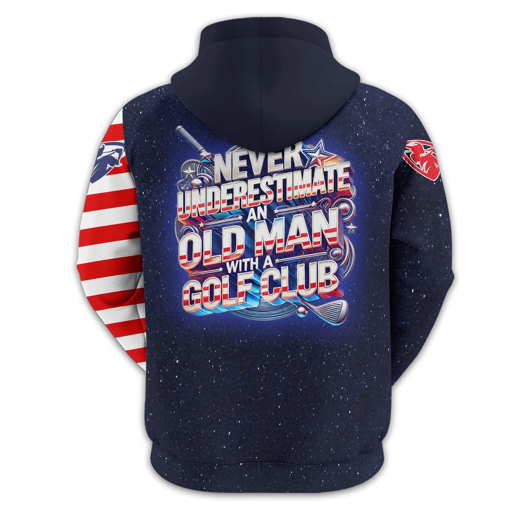 Never Underestimate An Old Man, USA Flag Shirt, Personalized Golf Shirt, Patriotic Golf Shirt, Unique Gift For Golfer