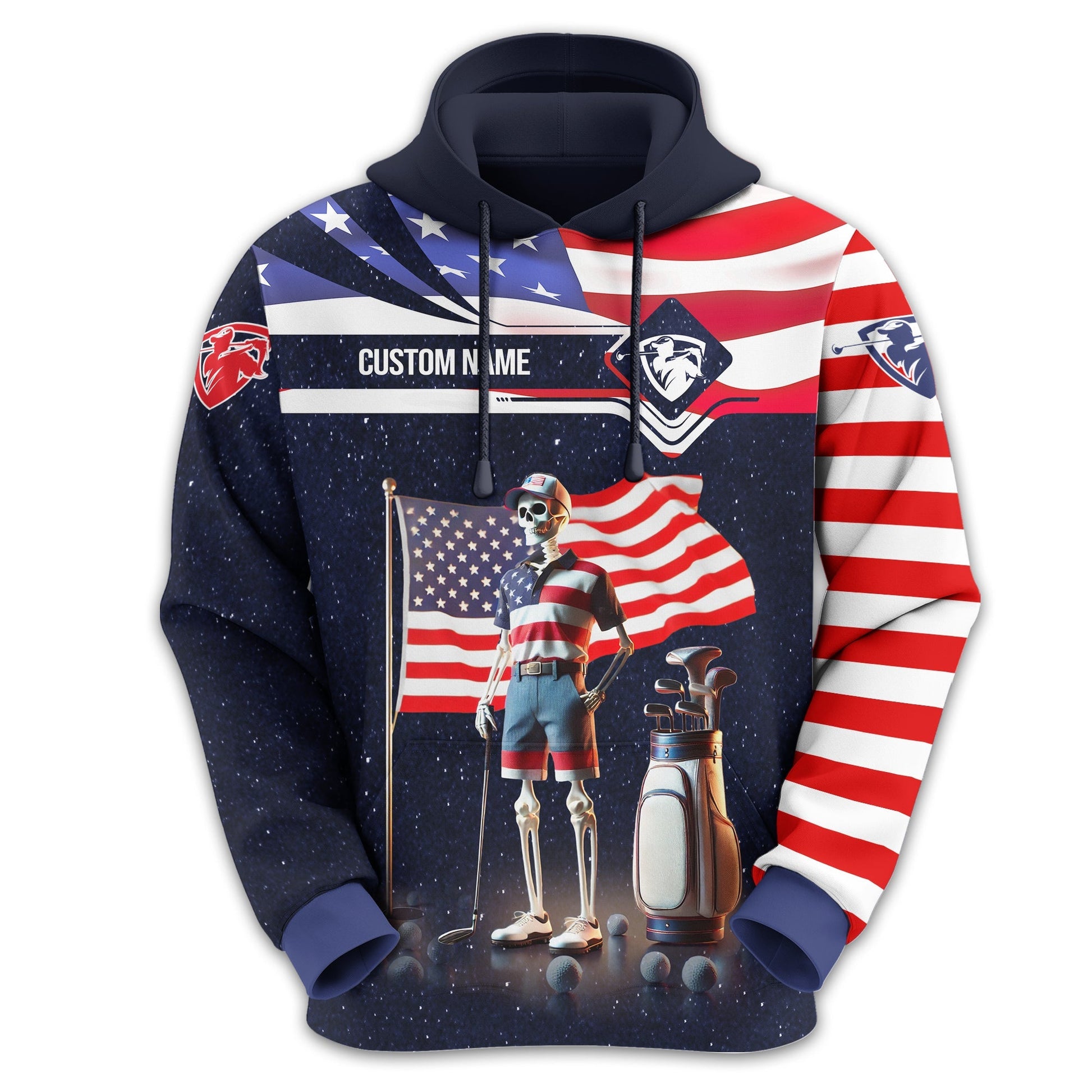 Never Underestimate An Old Man, USA Flag Shirt, Personalized Golf Shirt, Patriotic Golf Shirt, Unique Gift For Golfer