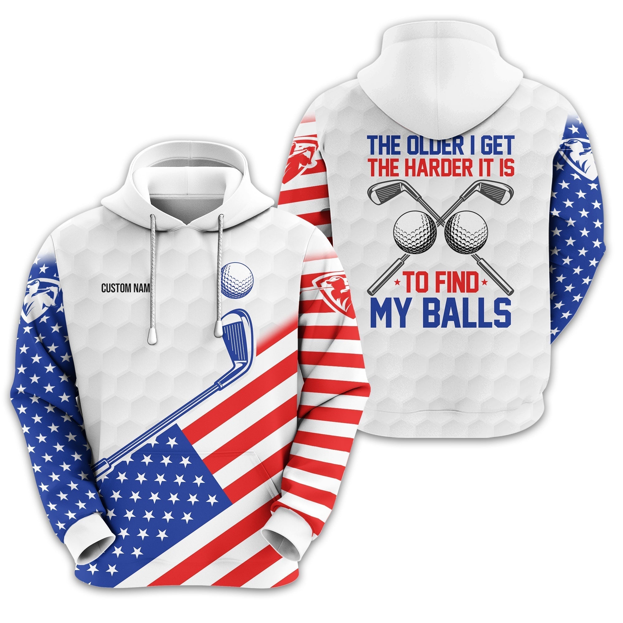 To Find My Balls, USA Flag Polo ShirtPersonalized Golf Shirt, Unique Gift For Golfer
