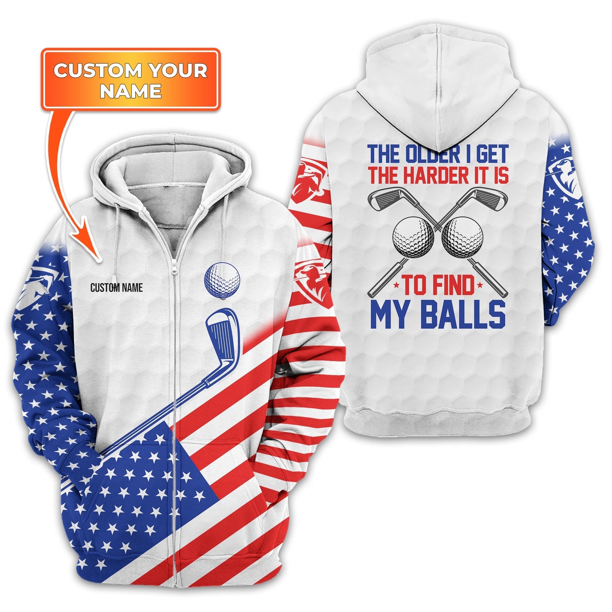 To Find My Balls, USA Flag Polo ShirtPersonalized Golf Shirt, Unique Gift For Golfer