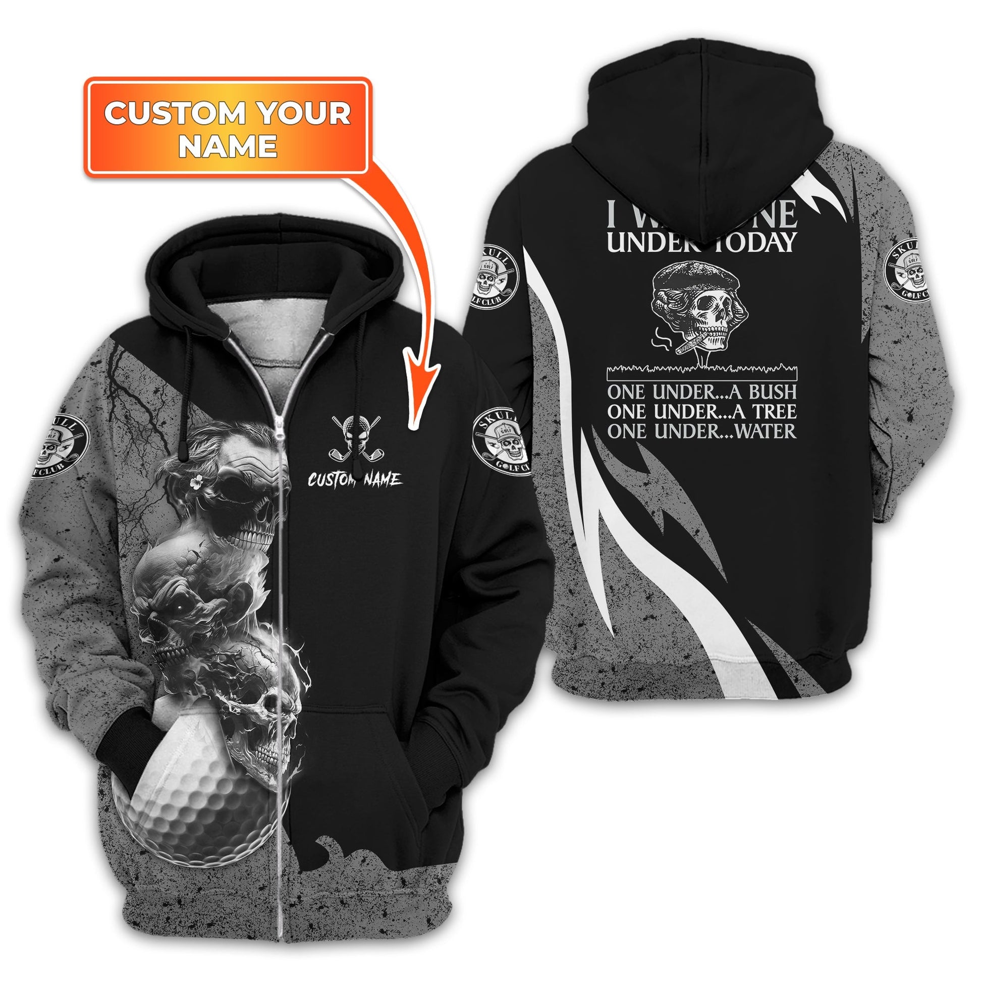 I Was One Under Today Custom Golf Polo ShirtSkull Golf Shirt, Gift For Golfers, Funny Golf Polo Shirt